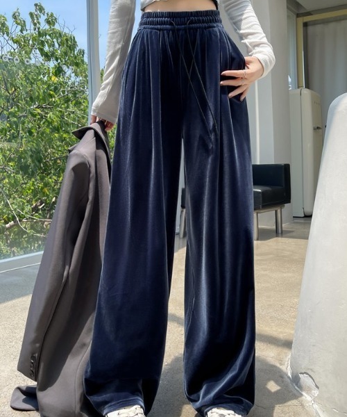 gossip!ロサンゼルス(ゴシップロサンゼルス)の「ドロスト イージーベロアパンツ(その他パンツ・レディース・ネイビー/ブラウン/ブラック・FREE)」の15枚目の写真