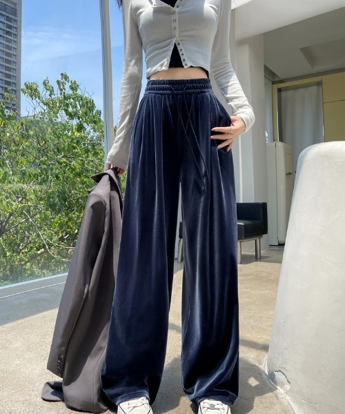 gossip!ロサンゼルス(ゴシップロサンゼルス)の「ドロスト イージーベロアパンツ(その他パンツ・レディース・ネイビー/ブラウン/ブラック・FREE)」の5枚目の写真