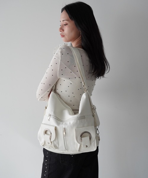 SANSeLF（サンセルフ）の「【SANSeLF】マルチポケットショルダーバッグ saa26s009（ショルダーバッグ・レディース・ブラック/ホワイト・FREE）」の4枚目の写真