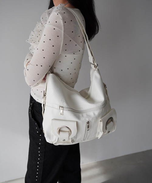 SANSeLF（サンセルフ）の「【SANSeLF】マルチポケットショルダーバッグ saa26s009（ショルダーバッグ・レディース・ブラック/ホワイト・FREE）」の3枚目の写真