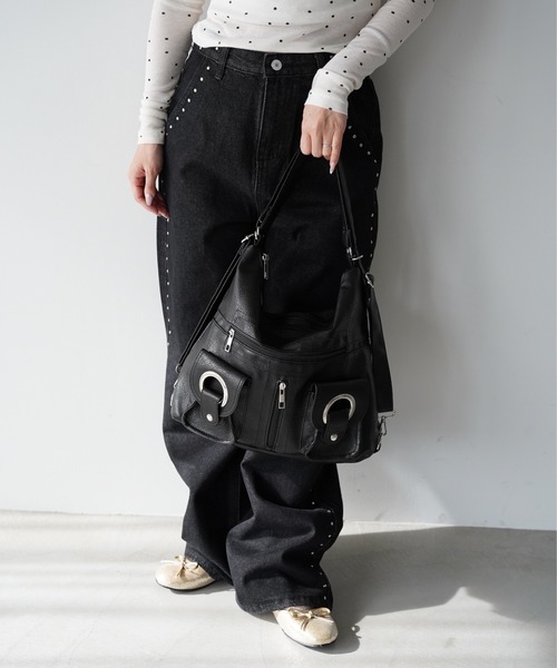 SANSeLF（サンセルフ）の「【SANSeLF】マルチポケットショルダーバッグ saa26s009（ショルダーバッグ・レディース・ブラック/ホワイト・FREE）」の9枚目の写真