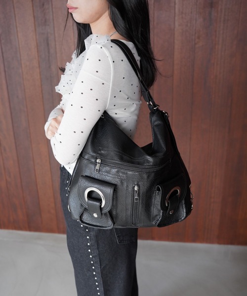 SANSeLF（サンセルフ）の「【SANSeLF】マルチポケットショルダーバッグ saa26s009（ショルダーバッグ・レディース・ブラック/ホワイト・FREE）」の12枚目の写真