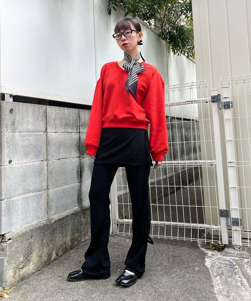 Narcissus(ナルシス)の「ラップロングパンツ/ドッキングデザイン(その他パンツ・レディース・ブラック/チャコール・FREE)」の17枚目の写真