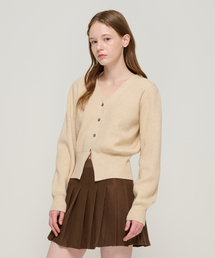 ROIDESROIS（ロワデロワ）の「エッセンシャルワイネックリブニットカーディガン（オートミール）（カーディガン/ボレロ）」