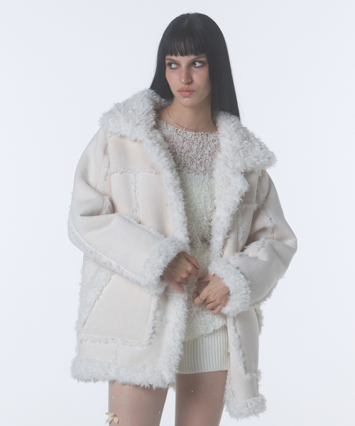 SHEARLING SINGLE COAT [IVORY]