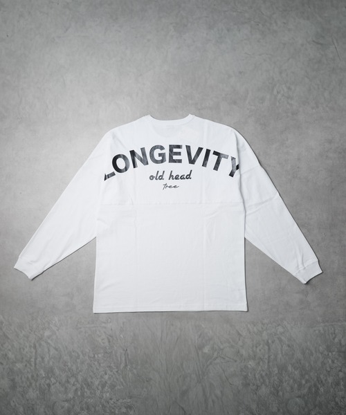 ARCHIVER(アーカイバ)の「【69】光沢プリント ドルマンスリーブロングスリーブTシャツ(LONGEVITY)(Tシャツ/カットソー・メンズ・ブラック/ホワイト・LARGE)」の1枚目の写真