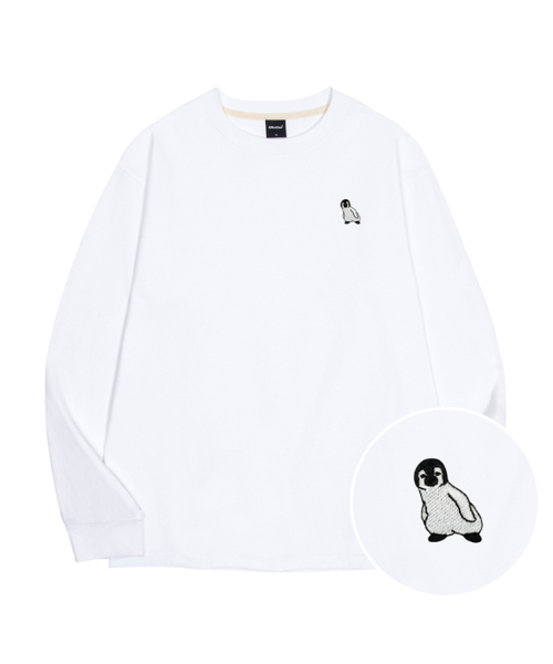 OKSTAR(オクスター)の「ペンギン刺繍クルーネックオーバーサイズ長袖Tシャツ(Tシャツ/カットソー・レディース・ブラック/ホワイト・MEDIUM/LARGE/X-LARGE/2XL)」の1枚目の写真