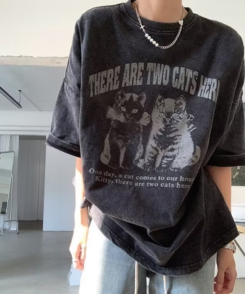 SHEPP（シープ）の「【26年春夏新作】ピグメントキャットシルエットハーフスリーブTシャツ 半袖（Tシャツ/カットソー・レディース・ブラック・L/M）」の3枚目の写真