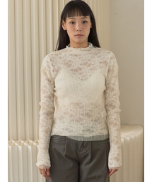 Sorry,Too Much Love（ソーリートゥーマッチラブ）の「Sheer Pleated Mesh High Neck Top_Beige（その他トップス）」