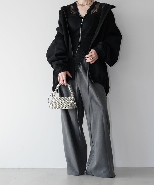 chuclla（チュクラ）の「ドローストリングヘム ジップブルゾン chw26s064（ブルゾン・レディース・ホワイト/ブラック・FREE）」の3枚目の写真