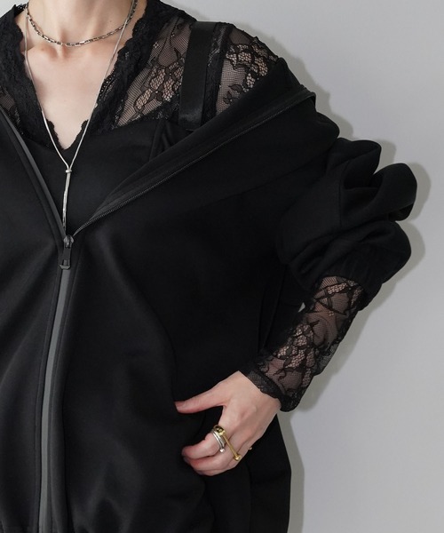 chuclla（チュクラ）の「ドローストリングヘム ジップブルゾン chw26s064（ブルゾン・レディース・ホワイト/ブラック・FREE）」の6枚目の写真