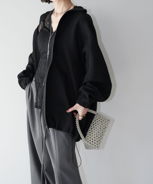 chuclla（チュクラ）の「ドローストリングヘム ジップブルゾン chw26s064（ブルゾン・レディース・ホワイト/ブラック・FREE）」の7枚目の写真