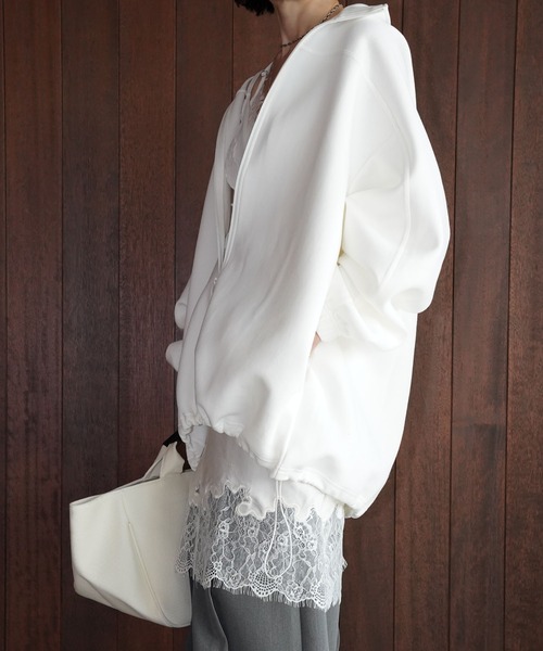 chuclla（チュクラ）の「ドローストリングヘム ジップブルゾン chw26s064（ブルゾン・レディース・ホワイト/ブラック・FREE）」の12枚目の写真