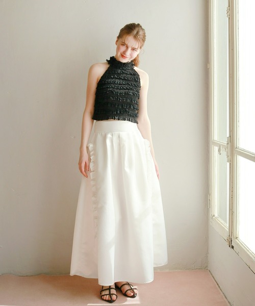 mic by Olu.(ミックバイオルドット)の「< ZOZOTOWN限定 >フリルホルターネック(Tシャツ/カットソー・レディース・ホワイト/ブラック・FREE)」の12枚目の写真