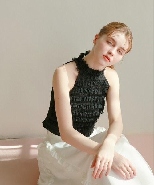 mic by Olu.(ミックバイオルドット)の「< ZOZOTOWN限定 >フリルホルターネック(Tシャツ/カットソー・レディース・ホワイト/ブラック・FREE)」の11枚目の写真