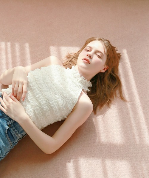 mic by Olu.(ミックバイオルドット)の「< ZOZOTOWN限定 >フリルホルターネック(Tシャツ/カットソー・レディース・ホワイト/ブラック・FREE)」の3枚目の写真