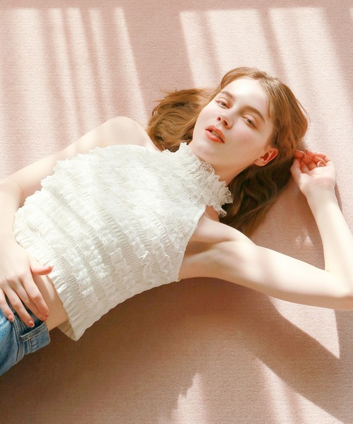 mic by Olu.(ミックバイオルドット)の「< ZOZOTOWN限定 >フリルホルターネック(Tシャツ/カットソー・レディース・ホワイト/ブラック・FREE)」の6枚目の写真
