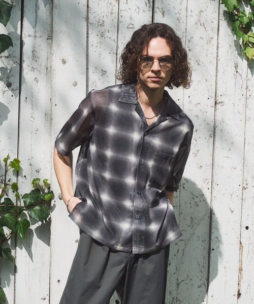 CASPER JOHN（キャスパージョン）の「See-through check shirts/シースルーチェックシャツ（シャツ/ブラウス・メンズ・ネイビー/ホワイト/ブラック・X-SMALL/LARGE/MEDIUM/SMALL）」の6枚目の写真