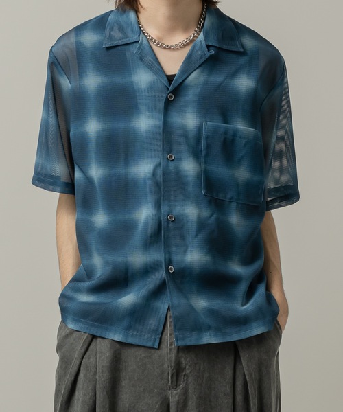 CASPER JOHN（キャスパージョン）の「See-through check shirts/シースルーチェックシャツ（シャツ/ブラウス・メンズ・ネイビー/ホワイト/ブラック・X-SMALL/LARGE/MEDIUM/SMALL）」の15枚目の写真