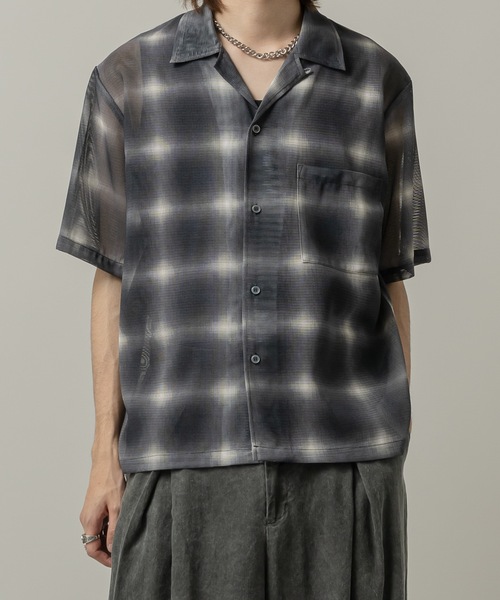 CASPER JOHN（キャスパージョン）の「See-through check shirts/シースルーチェックシャツ（シャツ/ブラウス・メンズ・ネイビー/ホワイト/ブラック・X-SMALL/LARGE/MEDIUM/SMALL）」の11枚目の写真