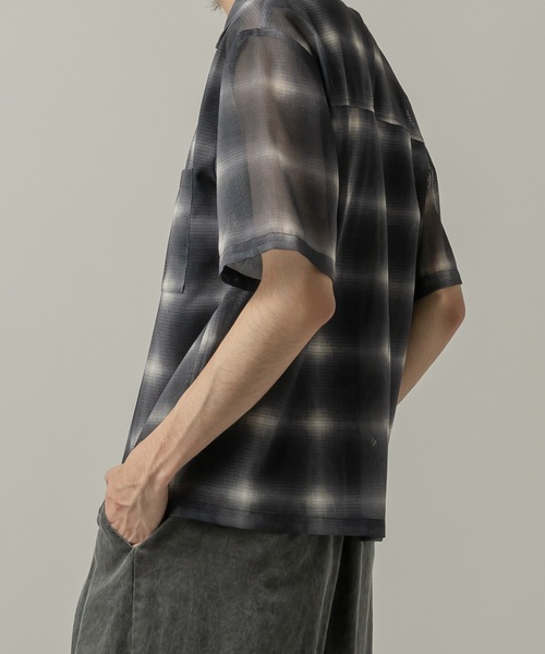 CASPER JOHN（キャスパージョン）の「See-through check shirts/シースルーチェックシャツ（シャツ/ブラウス・メンズ・ネイビー/ホワイト/ブラック・X-SMALL/LARGE/MEDIUM/SMALL）」の13枚目の写真