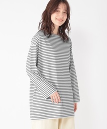 studio CLIP | 柔らかボーダーチュニックプルオーバー(Tシャツ/カットソー)