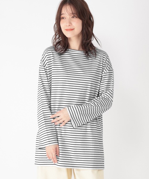 studio CLIP（スタディオクリップ）の「柔らかボーダーチュニックプルオーバー（Tシャツ/カットソー・レディース・その他1/その他2/その他3・FREE）」の4枚目の写真