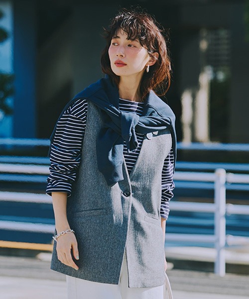 studio CLIP（スタディオクリップ）の「柔らかボーダーチュニックプルオーバー（Tシャツ/カットソー・レディース・その他1/その他2/その他3・FREE）」の16枚目の写真