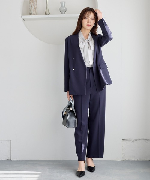 Andemiu(アンデミュウ)の「ポケツキボウタイブラウス646224(シャツ/ブラウス・レディース・オフホワイト/ライトグレー/ブルー/ネイビー・FREE)」の9枚目の写真