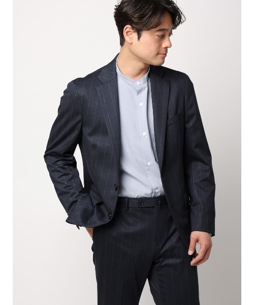 SUIT SQUARE（スーツスクエア）の「SMACTIVE ジャケット ウォッシャブル ストレッチ TRジャージー ストライプ（テーラードジャケット・メンズ・グレー/ネイビー・SS/S/M/L/LL/3L）」の2枚目の写真