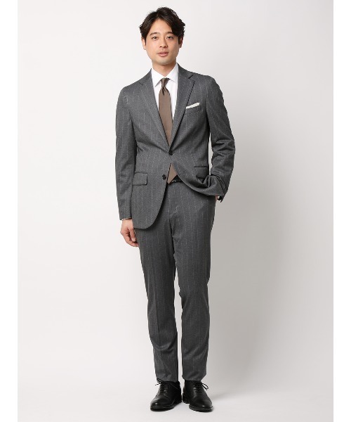 SUIT SQUARE（スーツスクエア）の「SMACTIVE ジャケット ウォッシャブル ストレッチ TRジャージー ストライプ（テーラードジャケット・メンズ・グレー/ネイビー・SS/S/M/L/LL/3L）」の4枚目の写真