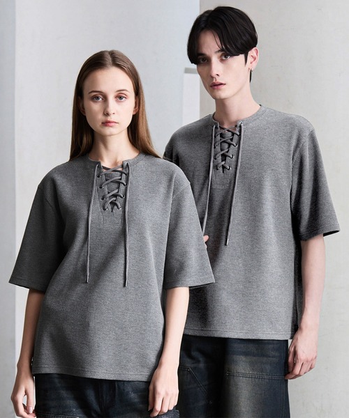 CLEL】Functional Thermal Lace-Up Short Sleeve T-Shirt / ファンク