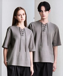 CLEL(�N���C��)�́yCLEL�zFunctional Thermal Lace-Up Short Sleeve T-Shirt / �t�@���N�V���i���[ �T�[�}�����[�X�A�b�v����T�V���c(T�V���c/�J�b�g�\�[)