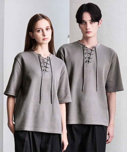 CLEL】Functional Thermal Lace-Up Short Sleeve T-Shirt / ファンク