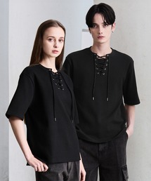 CLEL(�N���C��)�́yCLEL�zFunctional Thermal Lace-Up Short Sleeve T-Shirt / �t�@���N�V���i���[ �T�[�}�����[�X�A�b�v����T�V���c(T�V���c/�J�b�g�\�[)