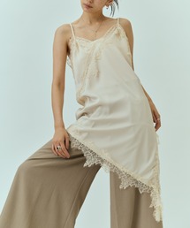 DRWCYS | アシメレースサテンロングキャミ(キャミソール)