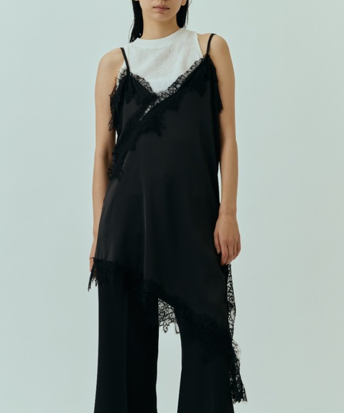 DRWCYS（ドロシーズ）の「アシメレースサテンロングキャミ（キャミソール・レディース・モカ/ブラック/アイボリー・FREE）」の15枚目の写真