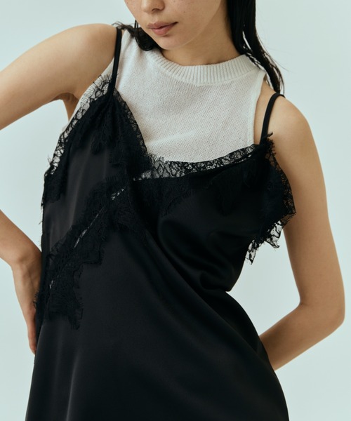 DRWCYS（ドロシーズ）の「アシメレースサテンロングキャミ（キャミソール・レディース・モカ/ブラック/アイボリー・FREE）」の17枚目の写真