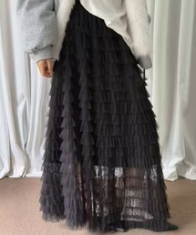 【26春夏新作】ドットチュール ティアードロングスカート