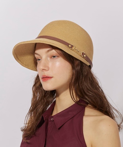 Chapeau d' O(シャポードオー)の「Chapeau d' O Si_Braid Bit Wide Cap / シャポードオー(キャップ・レディース・ベージュ/ブラック/ブルー・M/57.5cm)」の6枚目の写真