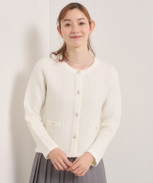 ITS'DEMO（イッツデモ）の「【入卒/手洗い可】ラメツイードニットジャケット（ノーカラージャケット）」