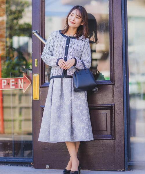 ITS'DEMO（イッツデモ）の「【入卒/手洗い可】ラメツイードニットジャケット（ノーカラージャケット・レディース・オフホワイト/ネイビー/ブラック系3・00）」の5枚目の写真