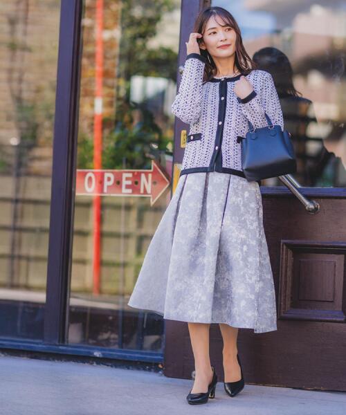 ITS'DEMO（イッツデモ）の「【入卒/手洗い可】ラメツイードニットジャケット（ノーカラージャケット・レディース・オフホワイト/ネイビー/ブラック系3・00）」の7枚目の写真