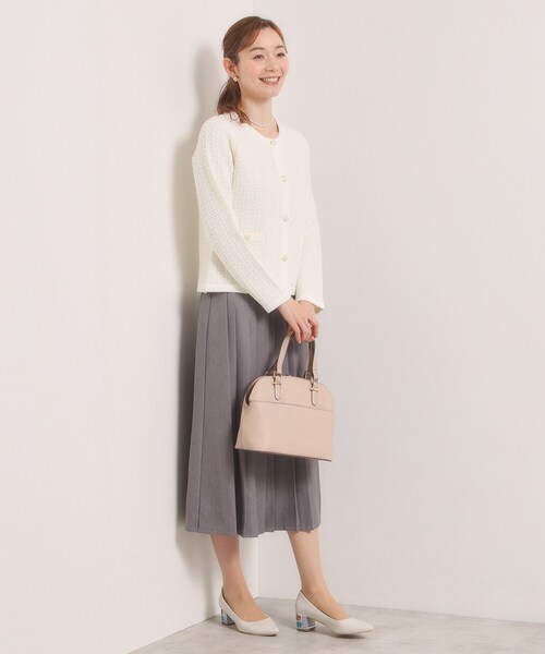 ITS'DEMO（イッツデモ）の「【入卒/手洗い可】ラメツイードニットジャケット（ノーカラージャケット・レディース・オフホワイト/ネイビー/ブラック系3・00）」の13枚目の写真