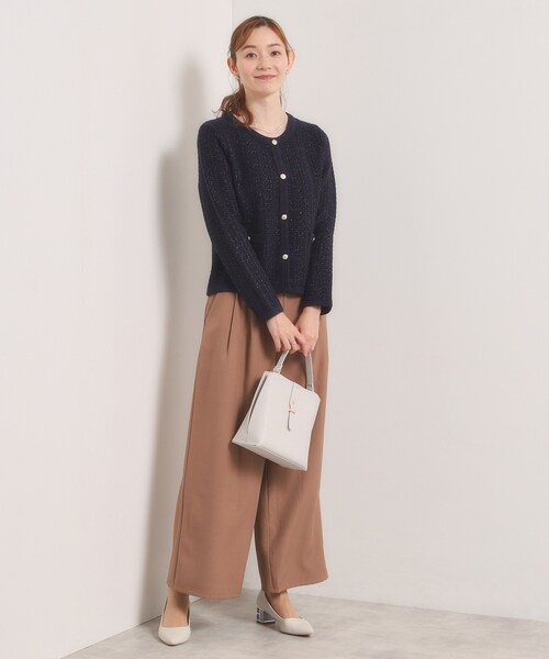 ITS'DEMO（イッツデモ）の「【入卒/手洗い可】ラメツイードニットジャケット（ノーカラージャケット・レディース・オフホワイト/ネイビー/ブラック系3・00）」の18枚目の写真