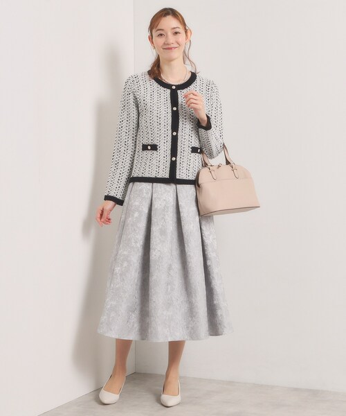 ITS'DEMO（イッツデモ）の「【入卒/手洗い可】ラメツイードニットジャケット（ノーカラージャケット・レディース・オフホワイト/ネイビー/ブラック系3・00）」の22枚目の写真