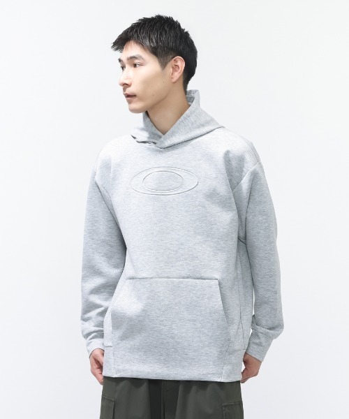 OAKLEY(オークリー)の「オークリー OAKLEY ENHANCE QD FLEECE L/S HOODY 5.0(パーカー・メンズ・ブルーグレー/スモークピンク/グレー・LL/3L/M/L)」の2枚目の写真