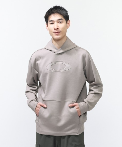 OAKLEY(オークリー)の「オークリー OAKLEY ENHANCE QD FLEECE L/S HOODY 5.0(パーカー・メンズ・ブルーグレー/スモークピンク/グレー・LL/3L/M/L)」の3枚目の写真