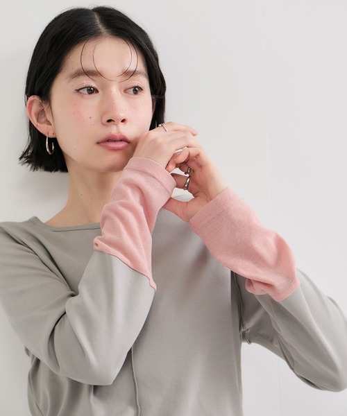 le cercle ADAM ET ROPE'(ルセルクルアダムエロペ)の「配色シアートップス(Tシャツ/カットソー・レディース・グリーン系その他2/ブラック系その他・FREE)」の8枚目の写真