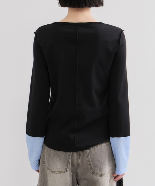 le cercle ADAM ET ROPE'(ルセルクルアダムエロペ)の「配色シアートップス(Tシャツ/カットソー・レディース・グリーン系その他2/ブラック系その他・FREE)」の11枚目の写真